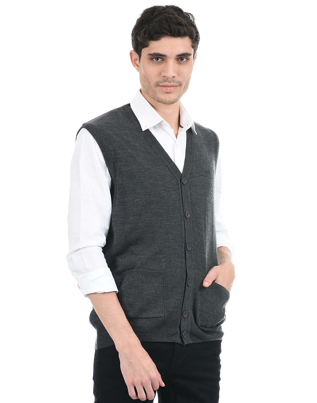 Cloak & Decker by Monte Carlo Men Dark Grey Cardigan